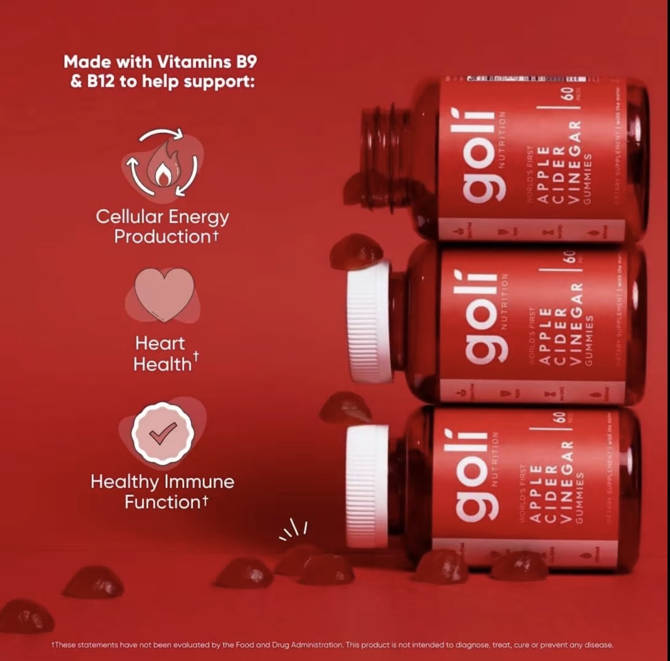 3 Bottles of Goli Best Seller Bundle: Ashwagandha KSM-66, Apple Cider Vinegar, Matcha Mind supplement with Cognizin, Vitamins D2 and B12